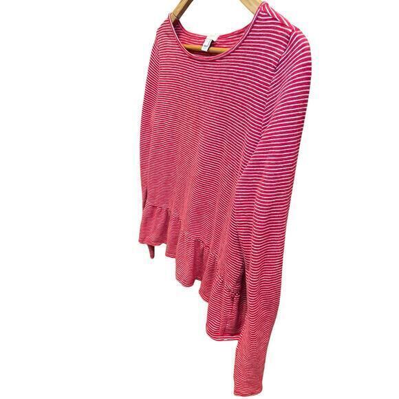 J. Crew 100% Cotton Candy Cane Red‎ & White Striped Ruffle Hem Top Blouse Small - Picture 7 of 10